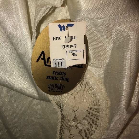 𝅺vintage 70s Hanna Satin Feel Lace Trim Night Gown Slip Ribbon Strap New - Picture 10 of 10